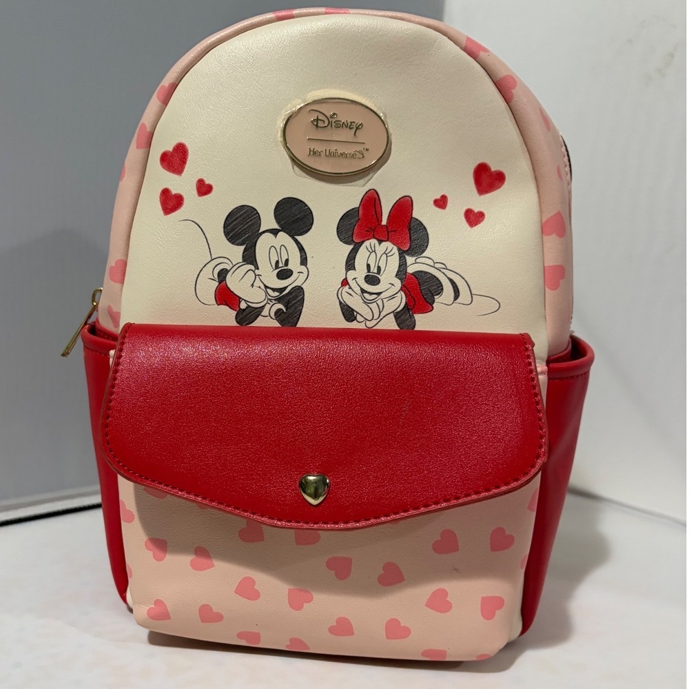 Disney Her Universe Mickey Minnie Mouse Valentine Heart Mini Backpack